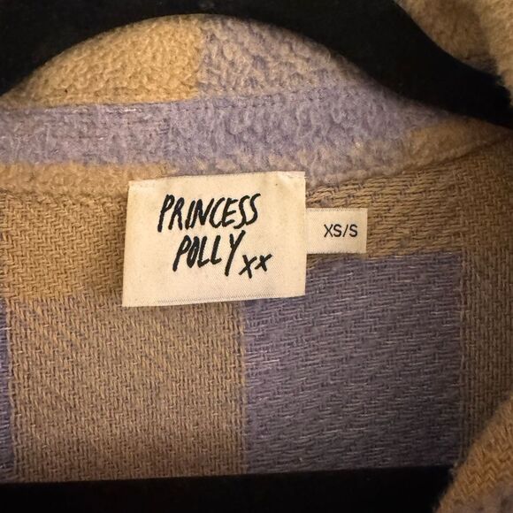 Princess Polly Purple and Tan Plaid Pea Coat - Picture 5 of 8